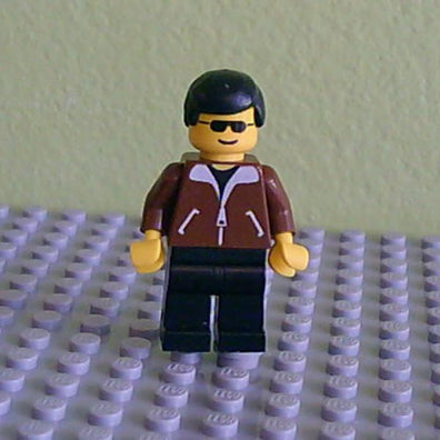 LEGO Minifigure-Jacket Brown - Black Legs, Black Male Hair-Town / Classic Town-JBR004-Creative Brick Builders